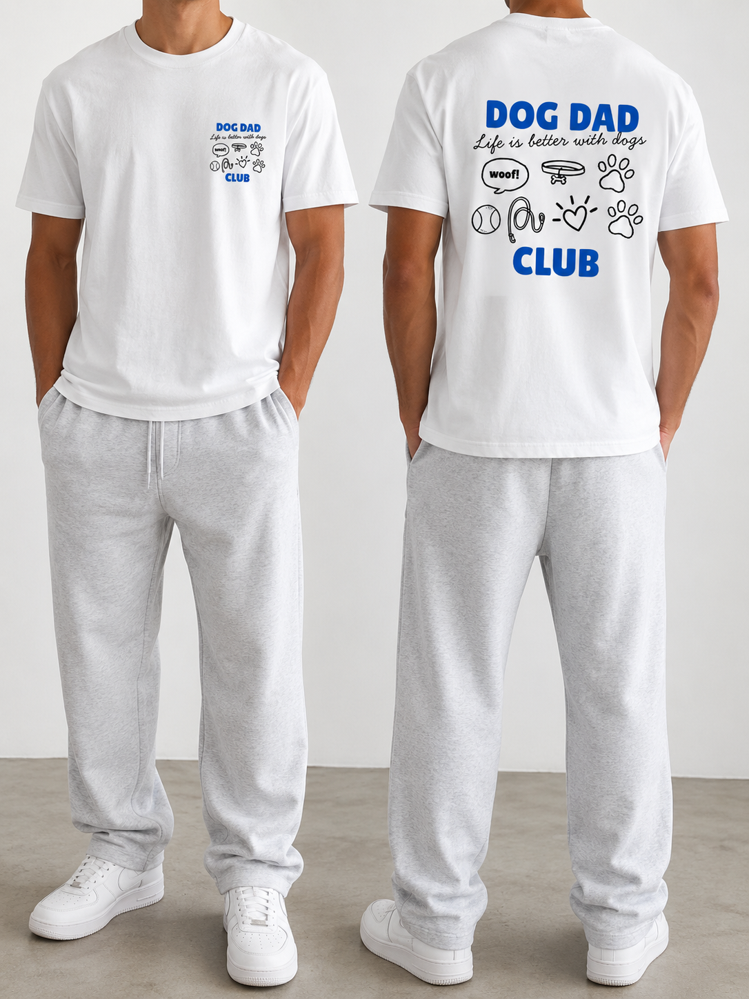 Dog Dad Club T-Shirt | Printed Front & Back Graphic Tee | Dog Lover Gift | Sizes XS–2XL