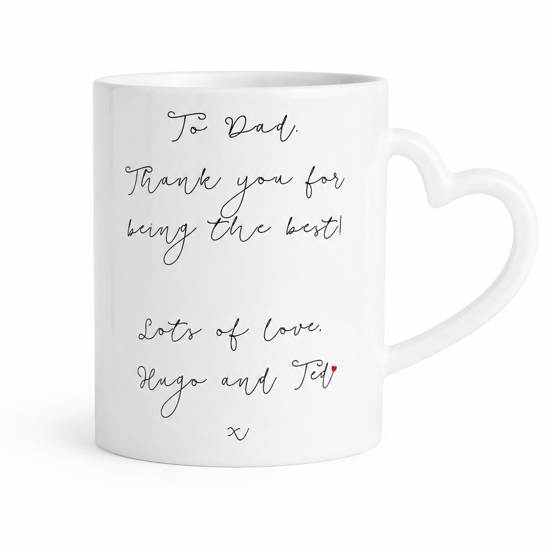 'Small Legs, Big Heart' Personalised Heart Handle Mug | Custom Letter Mug | Dog Lover Gift | Keepsake Drinkware