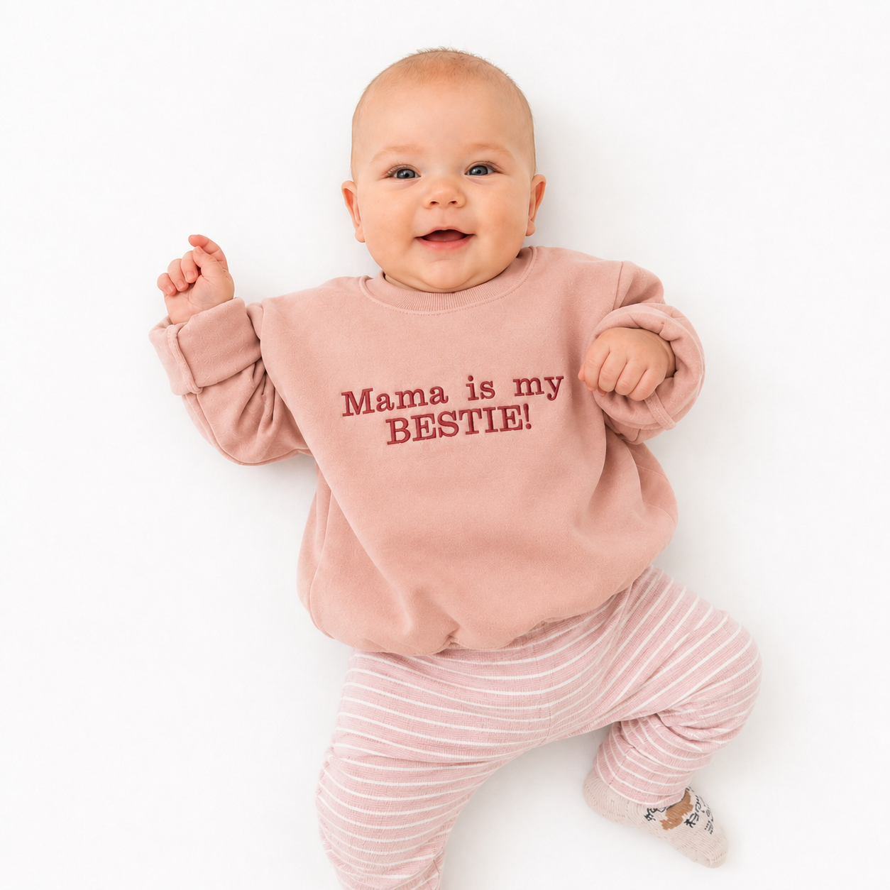 'Mama is my BESTIE!' Embroidered Kids' Sweater