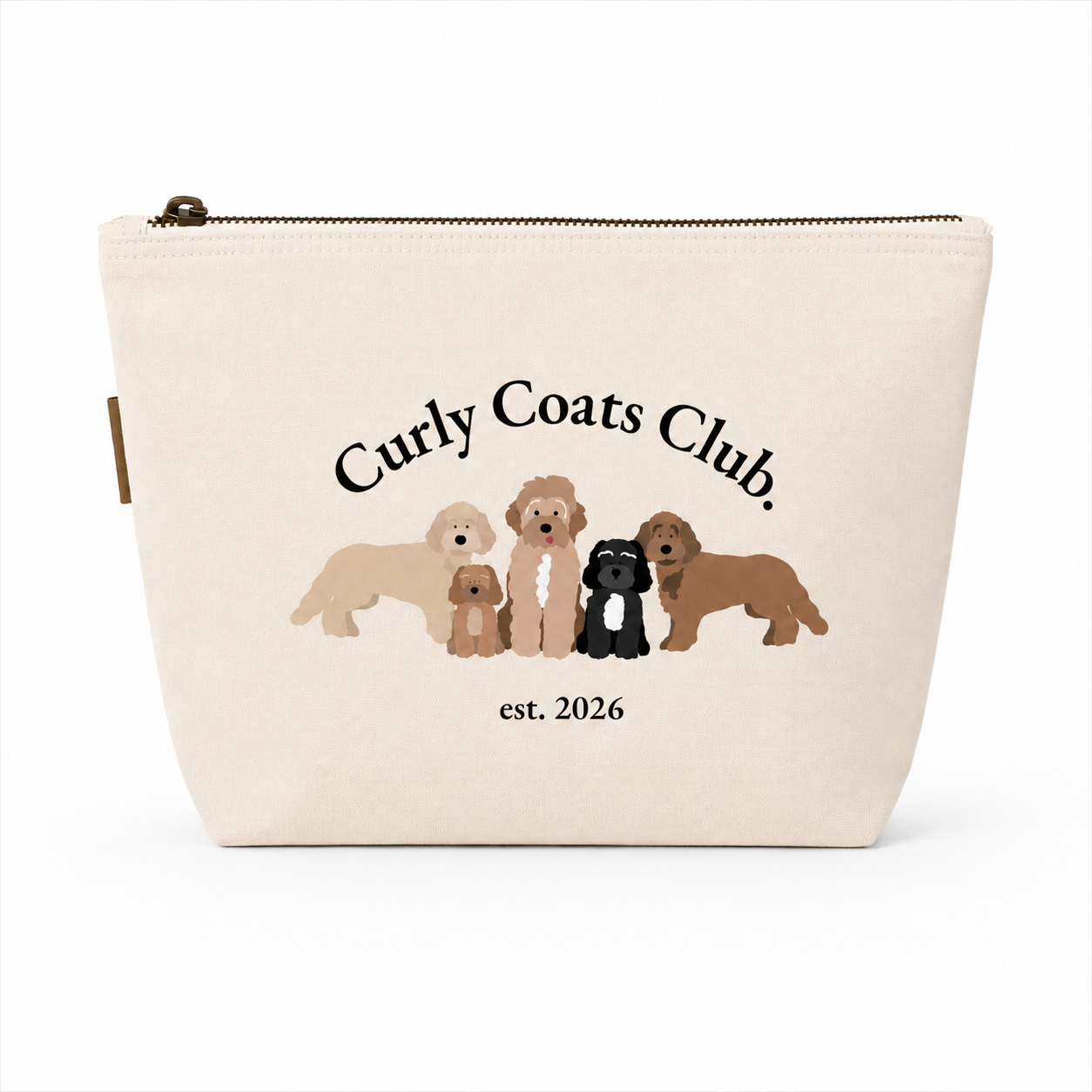 Curly Coats Club Cotton Canvas Accessory Bag, 3 Sizes