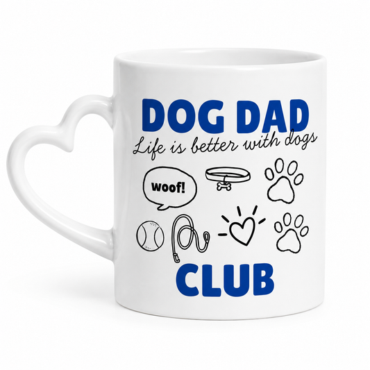 Dog Dad Club Personalised Heart Handle Mug | Custom Letter Mug | Dog Lover Gift | Keepsake Drinkware