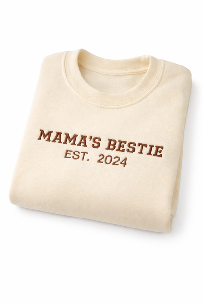 Personalised Mama and Me Matching Varsity Mini Sweaters | Embroidered Family Set | Matching Outfits for Mum and Child