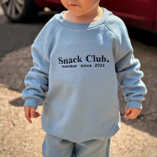 Snack Club Personalied Children's Embroidered Sweatshirt Boog and Bear