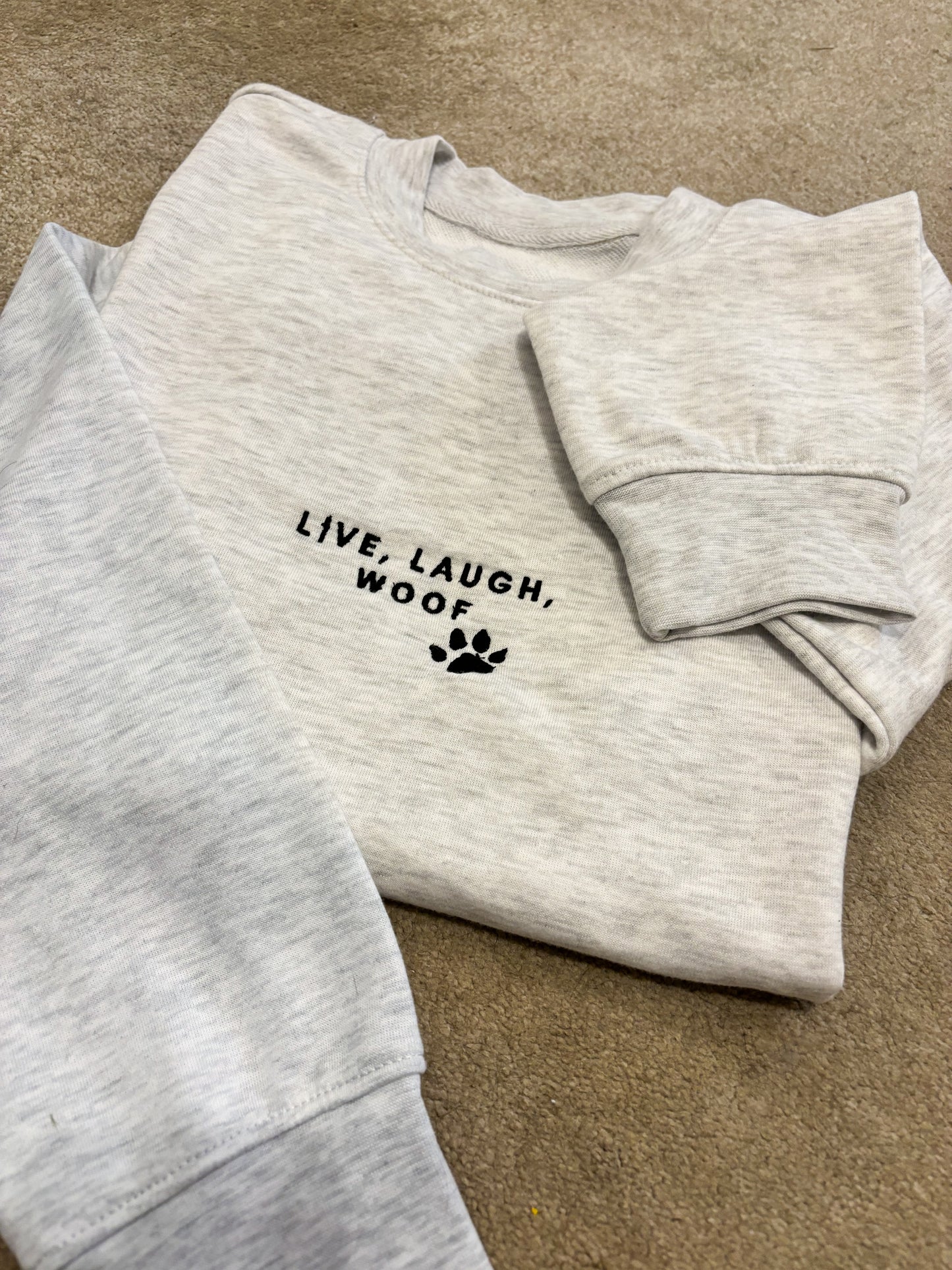 'Live Laugh Woof' Personalised Sweater