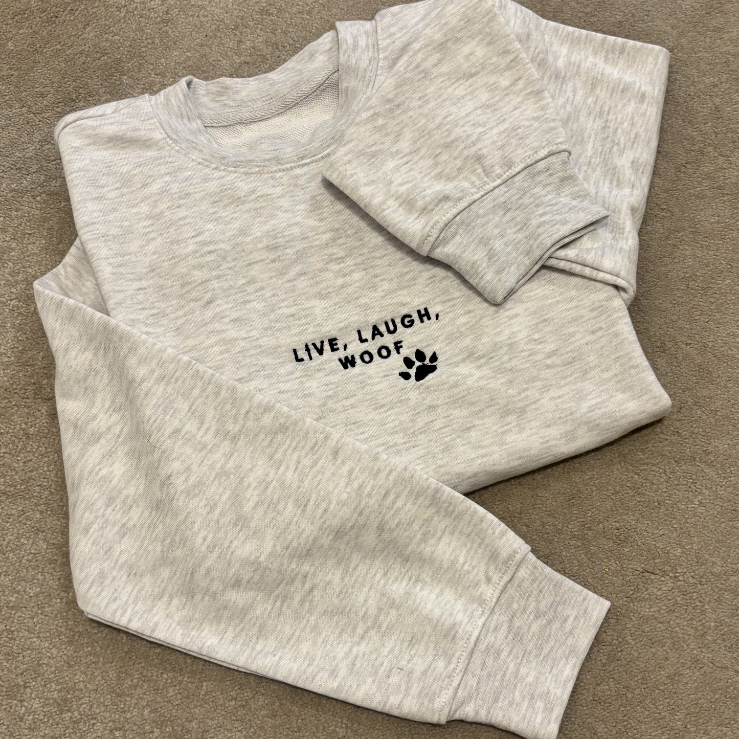 'Live Laugh Woof' Personalised Sweater