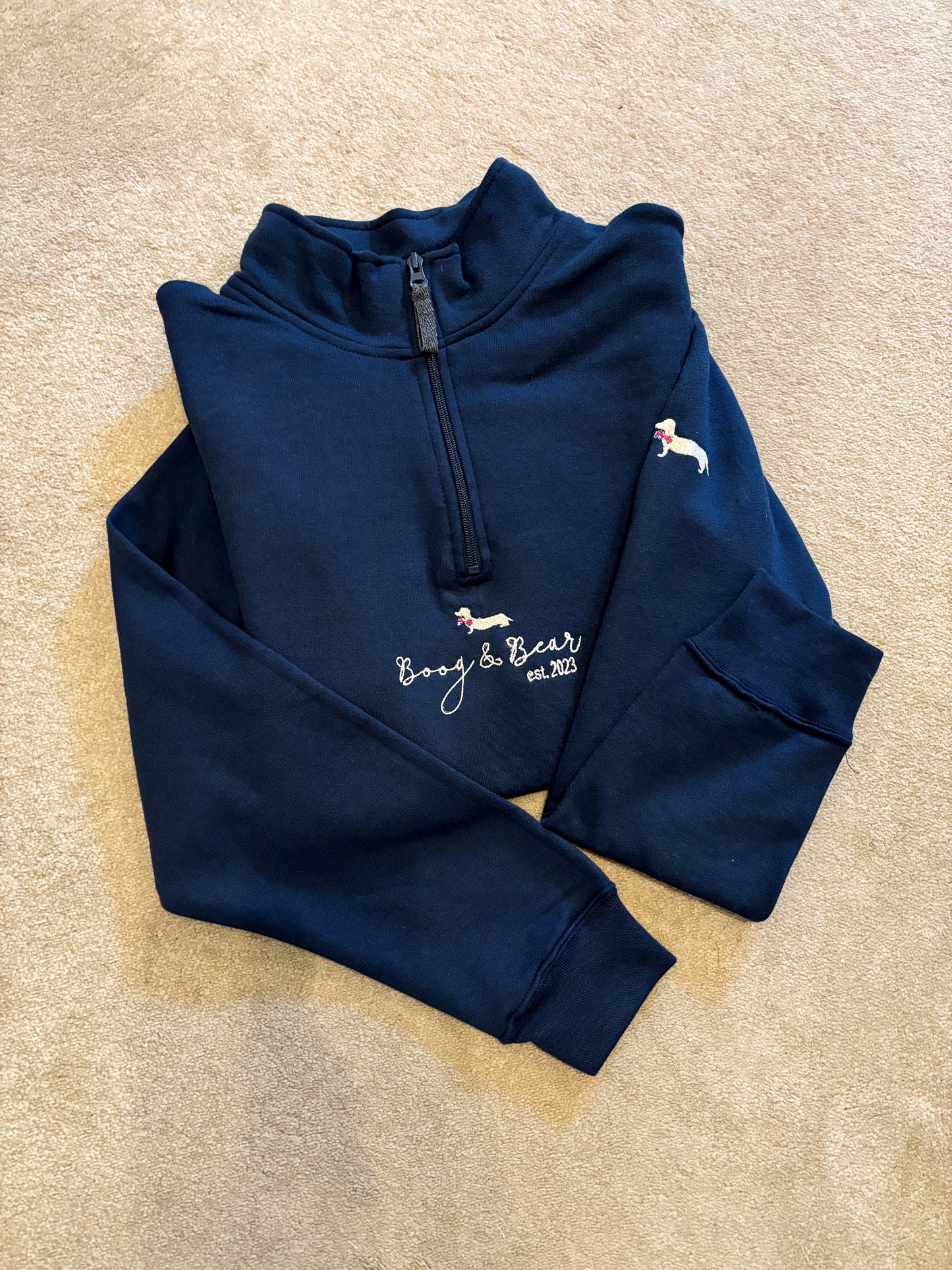 Boog and Bear Quarter Zip Personalised Sweater