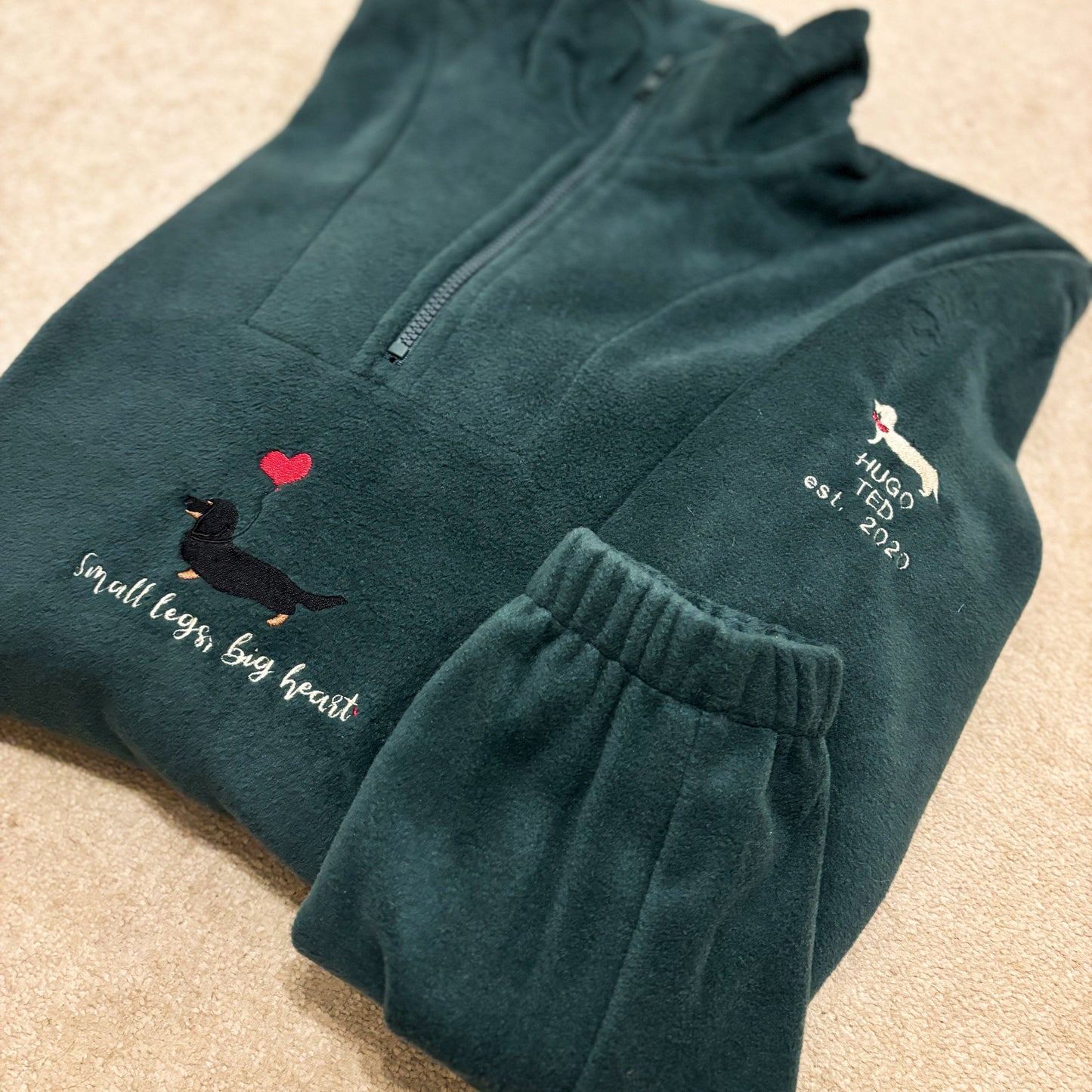 'Small Legs, Big Heart' Quarter Zip Personalised Fleece