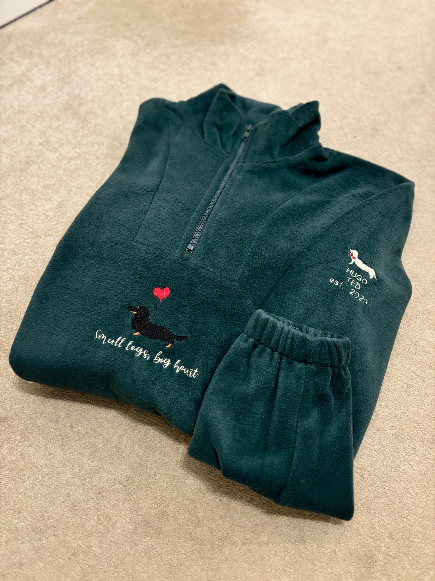 'Small Legs, Big Heart' Quarter Zip Personalised Fleece