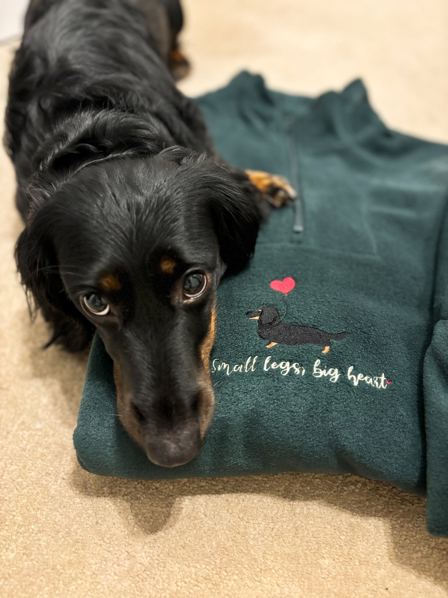 'Small Legs, Big Heart' Quarter Zip Personalised Fleece