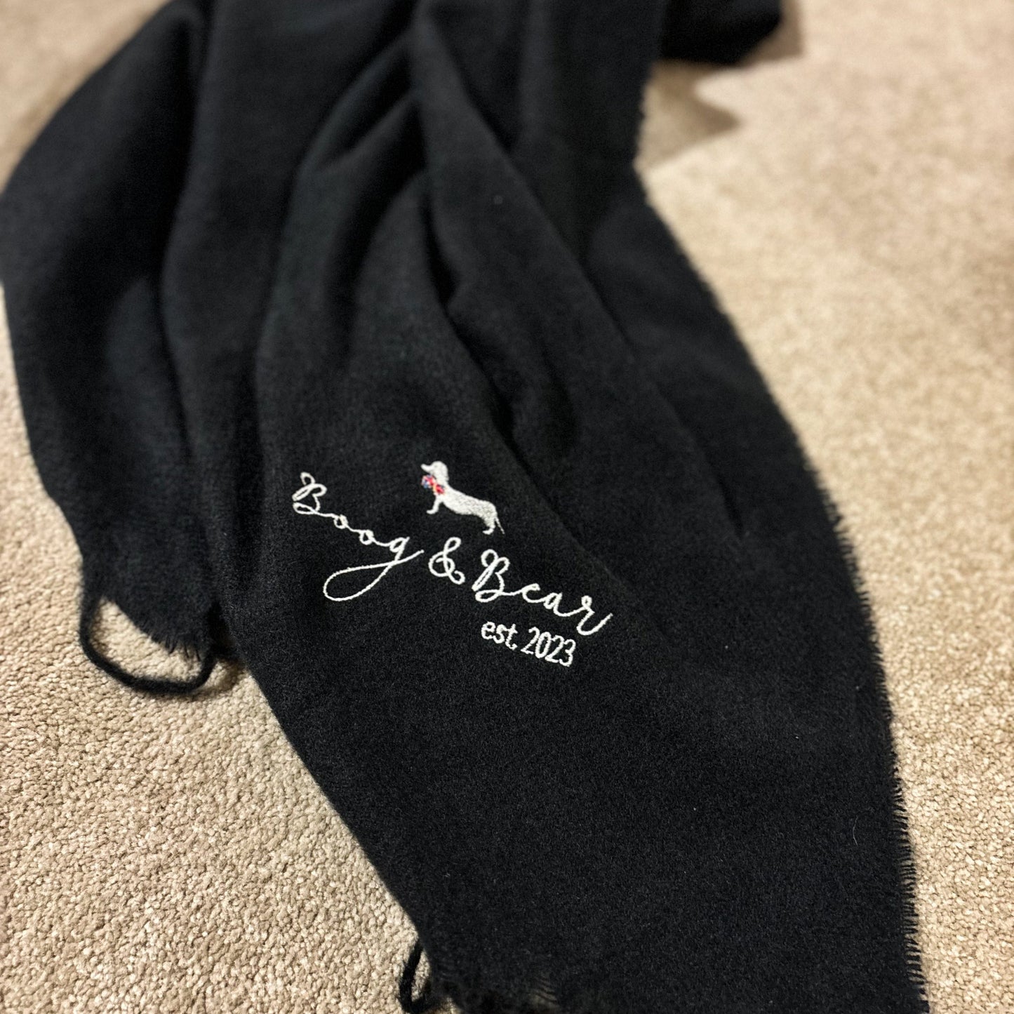 Boog and Bear Embroidered Scarf