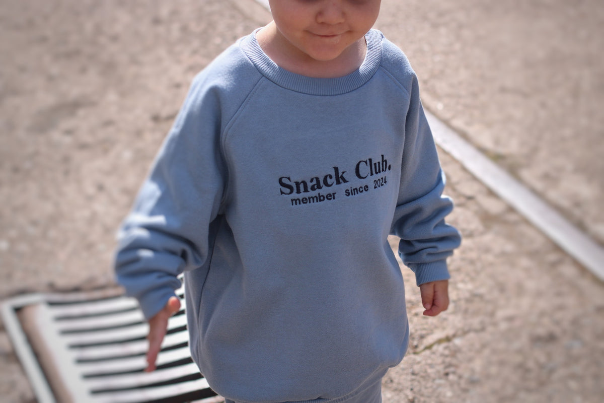 Snack Club Personalied Children's Embroidered Sweatshirt Boog and Bear