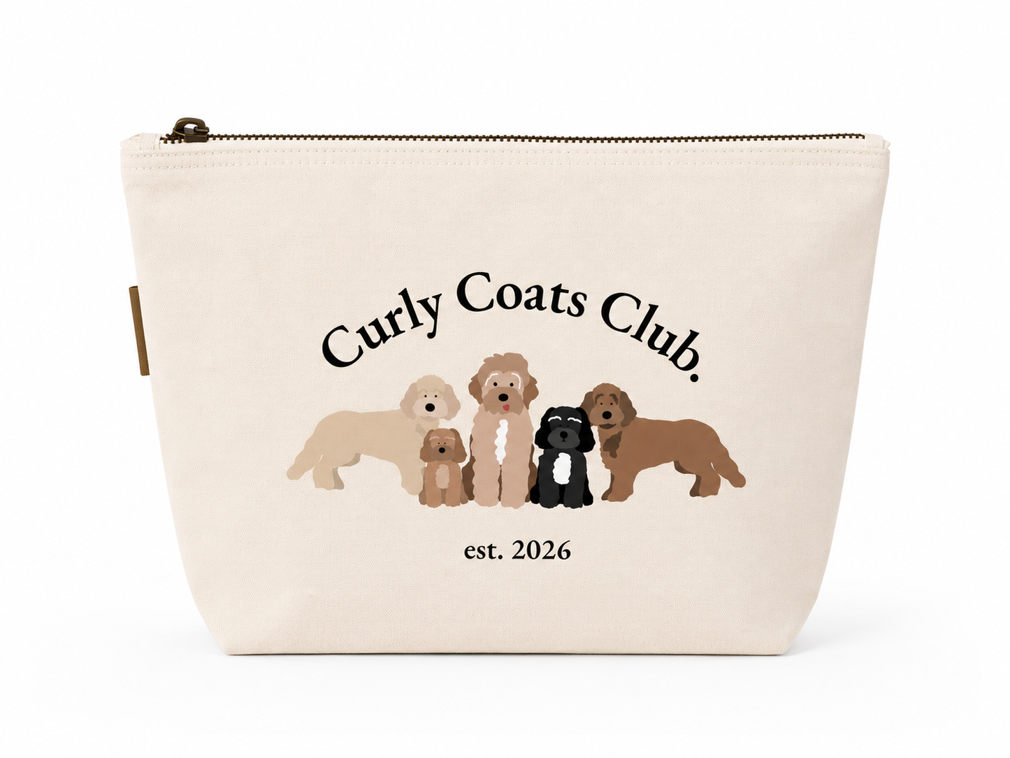 Curly Coats Club Cotton Canvas Accessory Bag, 3 Sizes