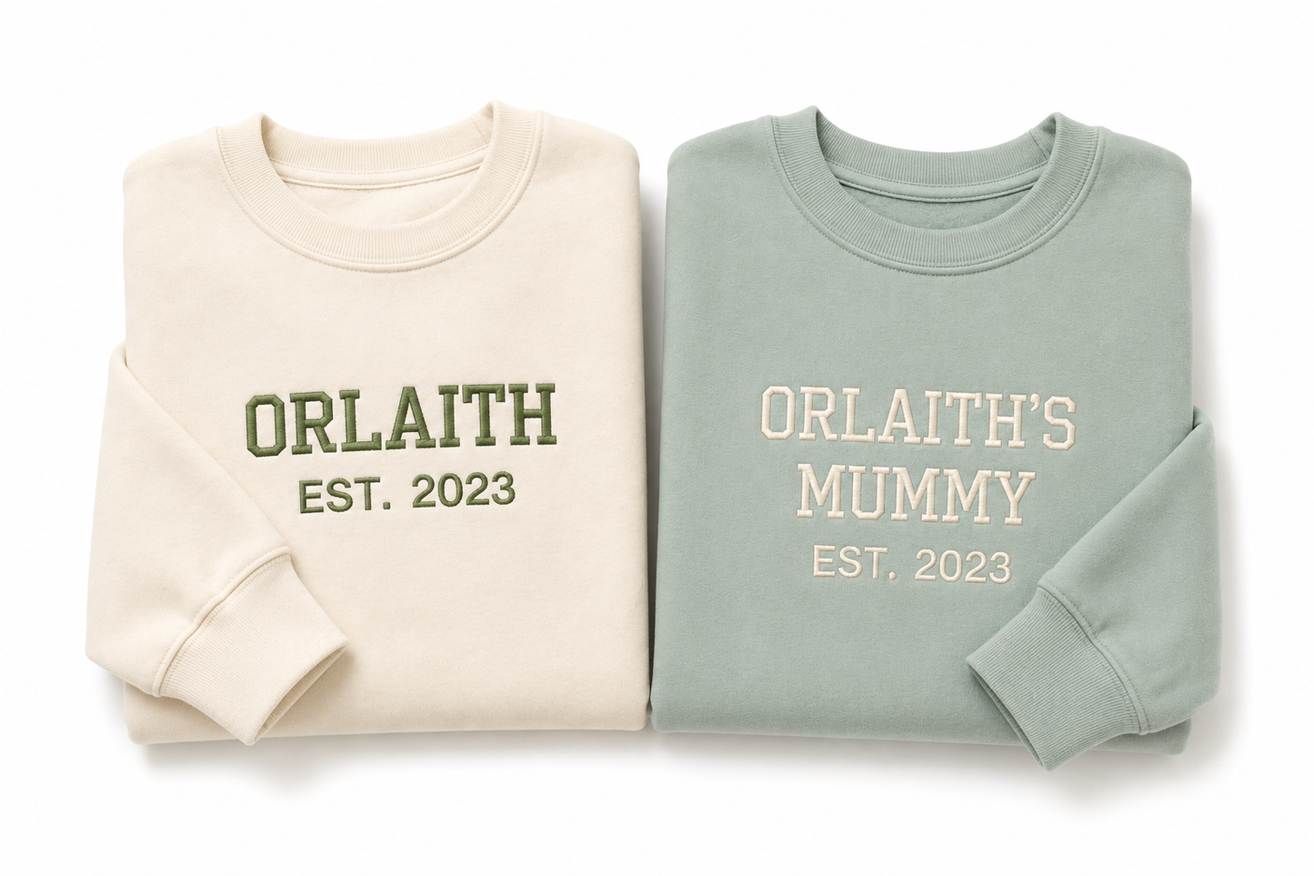 Mama and Me Personalised Varsity Adult Sweaters | Embroidered Family Set | Matching Outfits for Mum and Child
