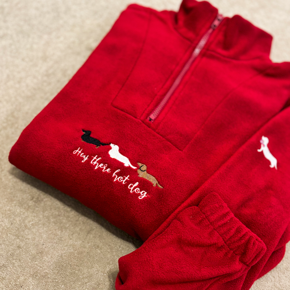 'Hey There Hot Dog' Quarter Zip Personalised Fleece