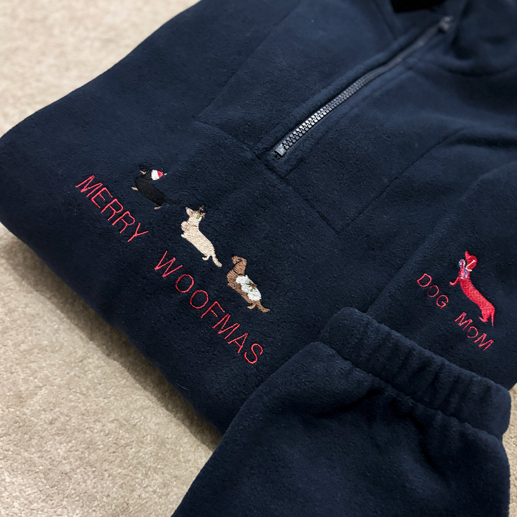 'Merry Woofmas' Quarter Zip Personalised Fleece