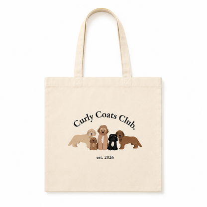 Curly Coats Club Printed Cotton Tote Bag, Everyday Canvas Shopper