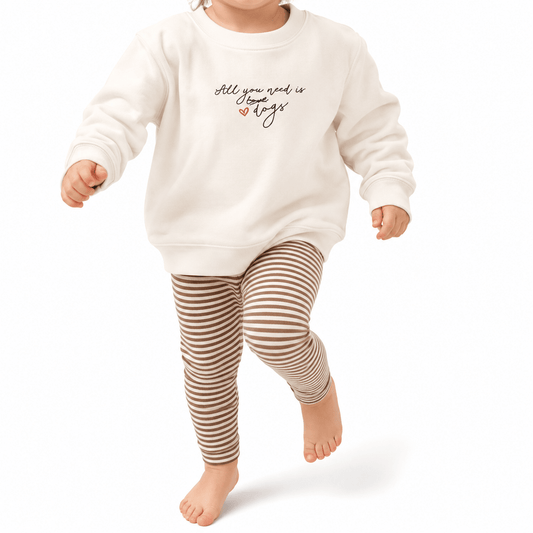 'All You Need Is Love (and Dogs)' Personalised Children's Sweater | Embroidered Kids Sweatshirt | Dog Lover Gift - Boog and Bear