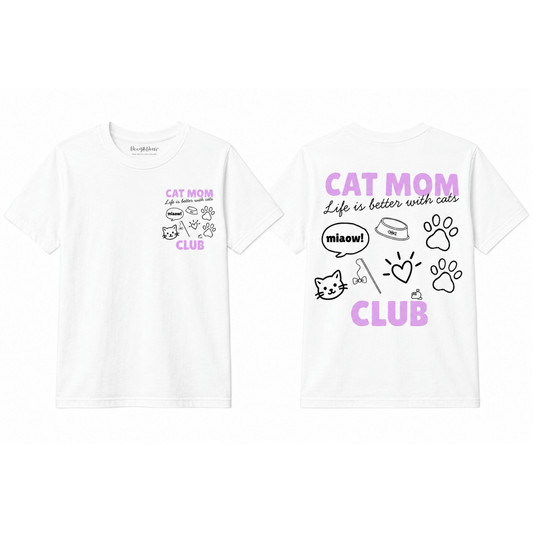 Cat Mom Club T-Shirt | Printed Front & Back Graphic Tee | Cat Lover Gift | Sizes XS–2XL - Boog and Bear