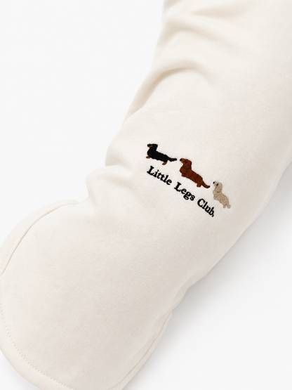 Little Legs Club Made to Measure Dog Sweater | Embroidered Dachshund Design | Cream | Custom Fit for Your Dog