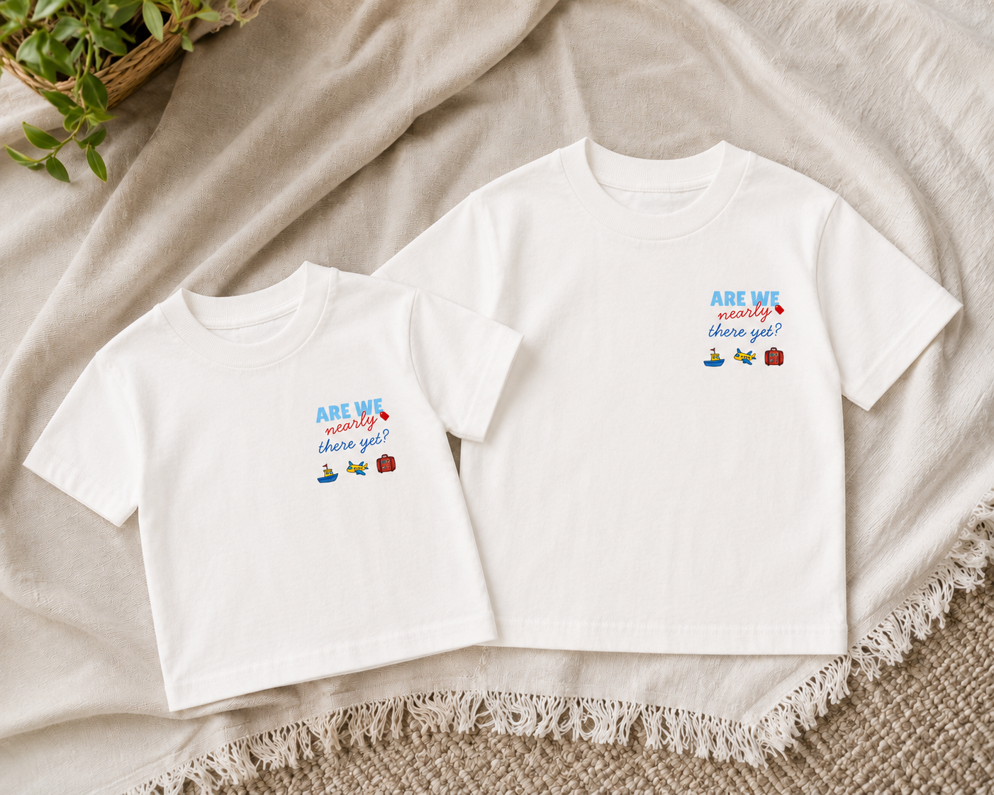 'Are We Nearly There Yet?' Kids Holiday Printed T-Shirt
