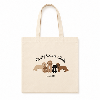 Curly Coats Club Printed Cotton Tote Bag, Everyday Canvas Shopper - Boog and Bear