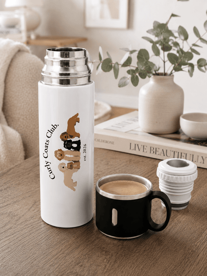 Curly Coats Club Stainless Steel Flask with Cup Lid/Travel Water Bottle - Boog and Bear