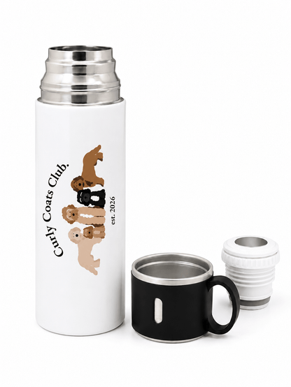 Curly Coats Club Stainless Steel Flask with Cup Lid/Travel Water Bottle - Boog and Bear