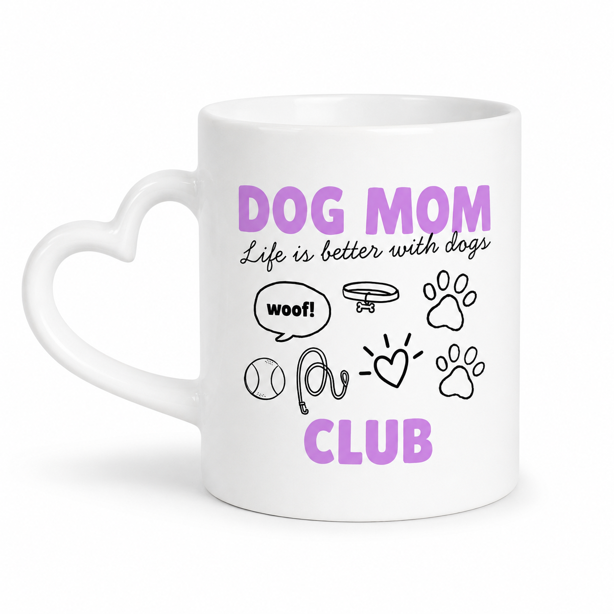 Dog Mom Club Personalised Heart Handle Mug | Custom Letter Mug | Dog Lover Gift | Keepsake Drinkware