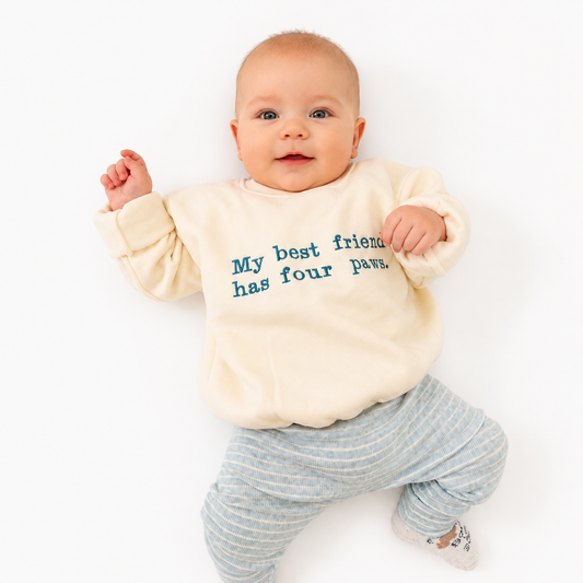 'My Best Friend Has Four Paws' Embroidered Kids' Sweater