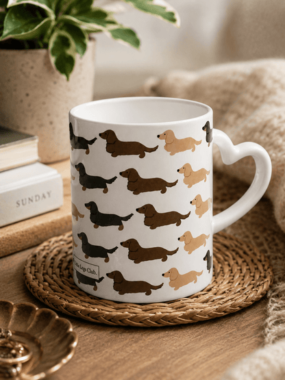 Little Legs Club 11oz Heart Handle Mug | Full Wrap Dachshund Design | Dog Lover Gift | Individually Boxed - Boog and Bear