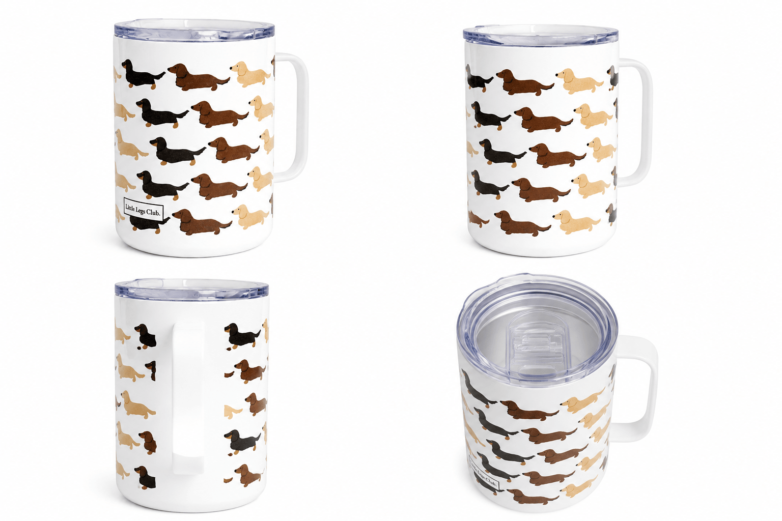 Little Legs Club 12oz Camping Mug with Lid | Hot & Cold Drinks | Dachshund Design | Dog Lover Gift | Individually Boxed - Boog and Bear