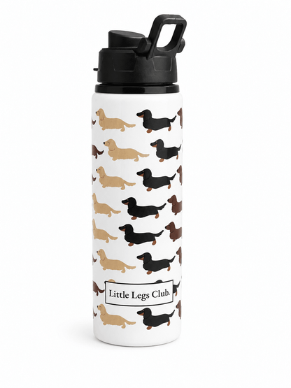 Little Legs Club 25oz/750ml Aluminium Water Bottle | With Black Portable Lid White Single Wall - Boog and Bear