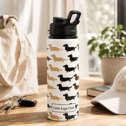 Little Legs Club 25oz/750ml Aluminium Water Bottle | With Black Portable Lid White Single Wall - Boog and Bear