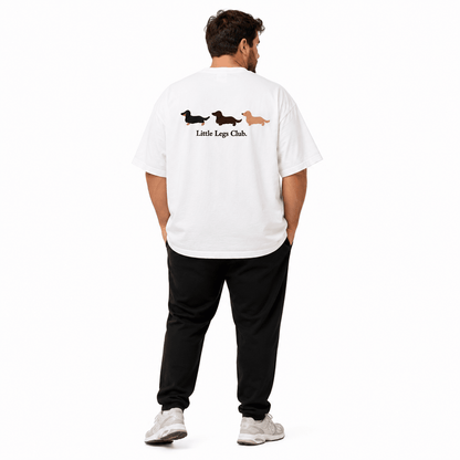 Little Legs Club Adult T-Shirt | Dachshund Back Print | White | Sizes XS–2XL | Dog Lover Gift - Boog and Bear