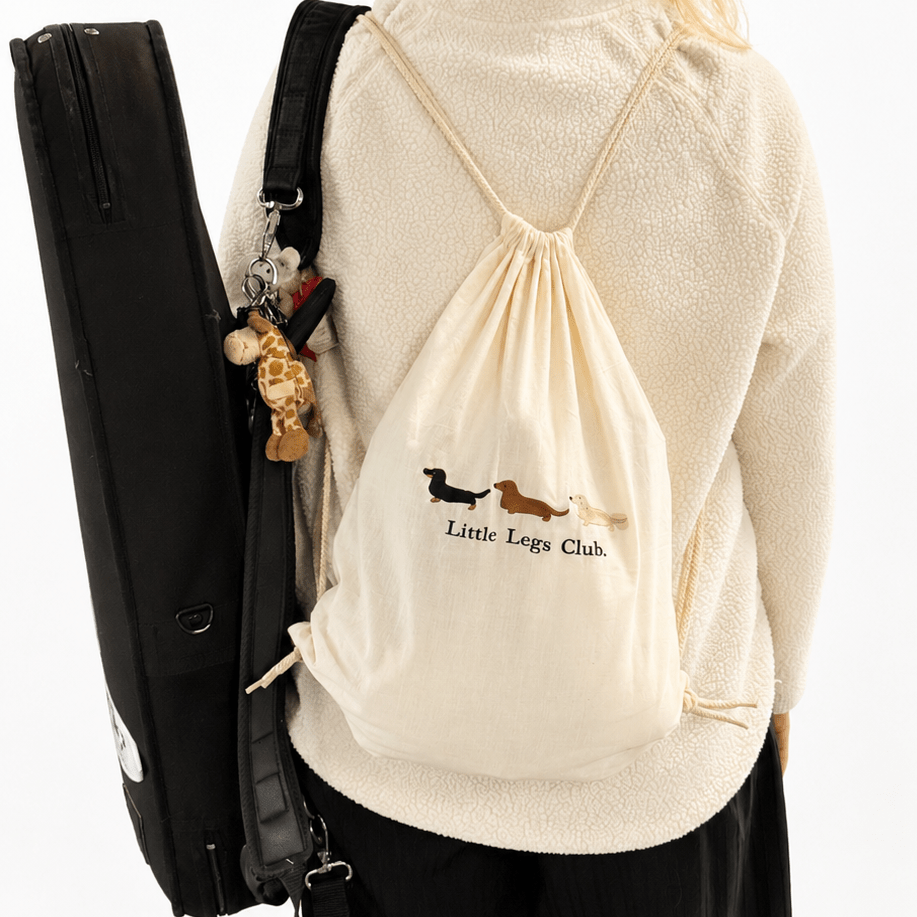 Little Legs Club Embroidered Drawstring Bag | 100% Cotton | Dachshund Design | Dog Lover Gift - Boog and Bear