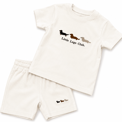 Little Legs Club Kids Shorts and Tee Set | Dachshund Design Sweatshirt | Cream | Ages 1–9 | Dog Lover Gift (Copy) - Boog and Bear
