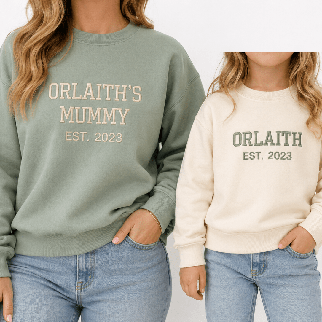 Mama and Me Varsity Sweaters Bundle | Embroidered Family Set | Matching Outfits for Mum and Child - Boog and Bear