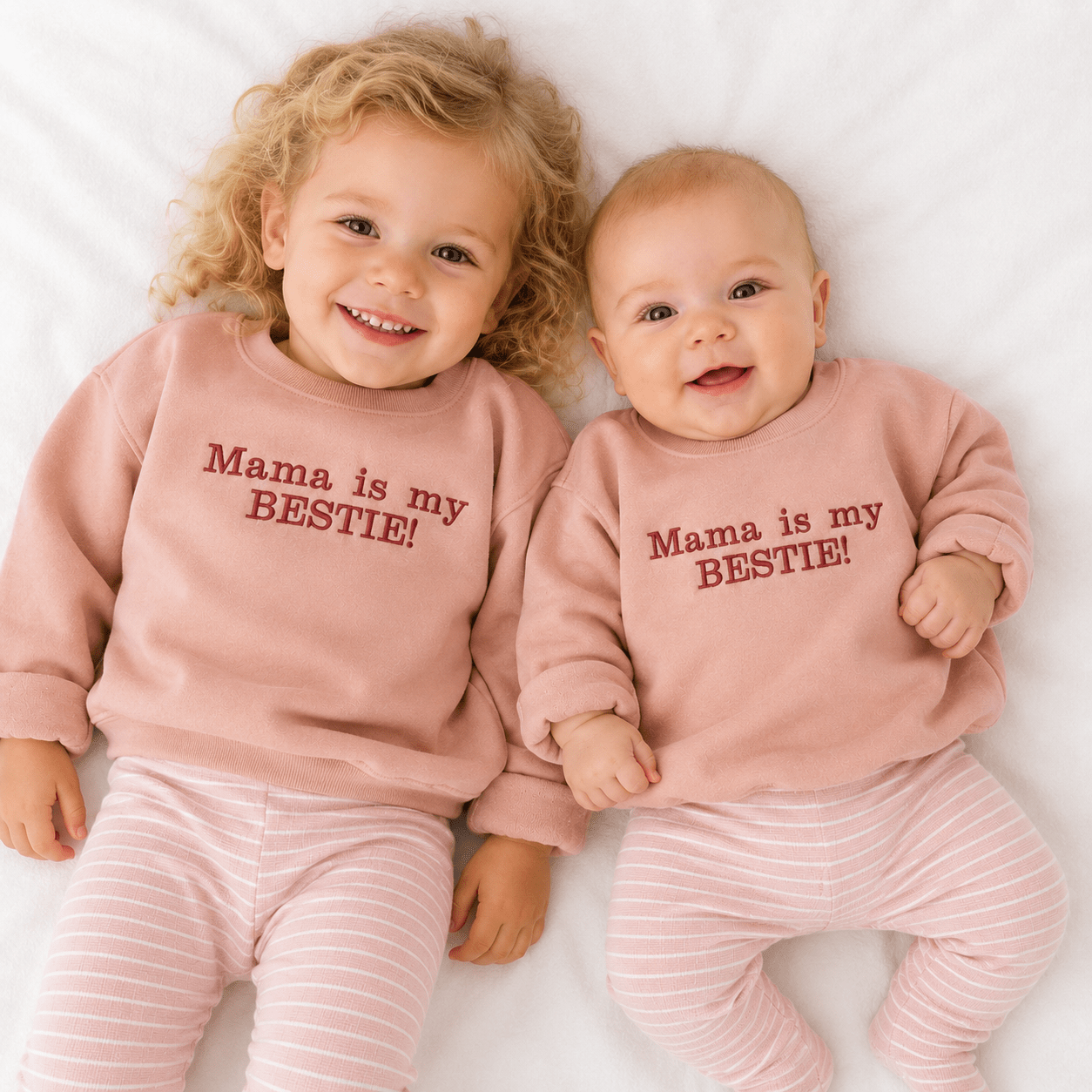 'Mama is my BESTIE!' Embroidered Kids' Sweater - Boog and Bear