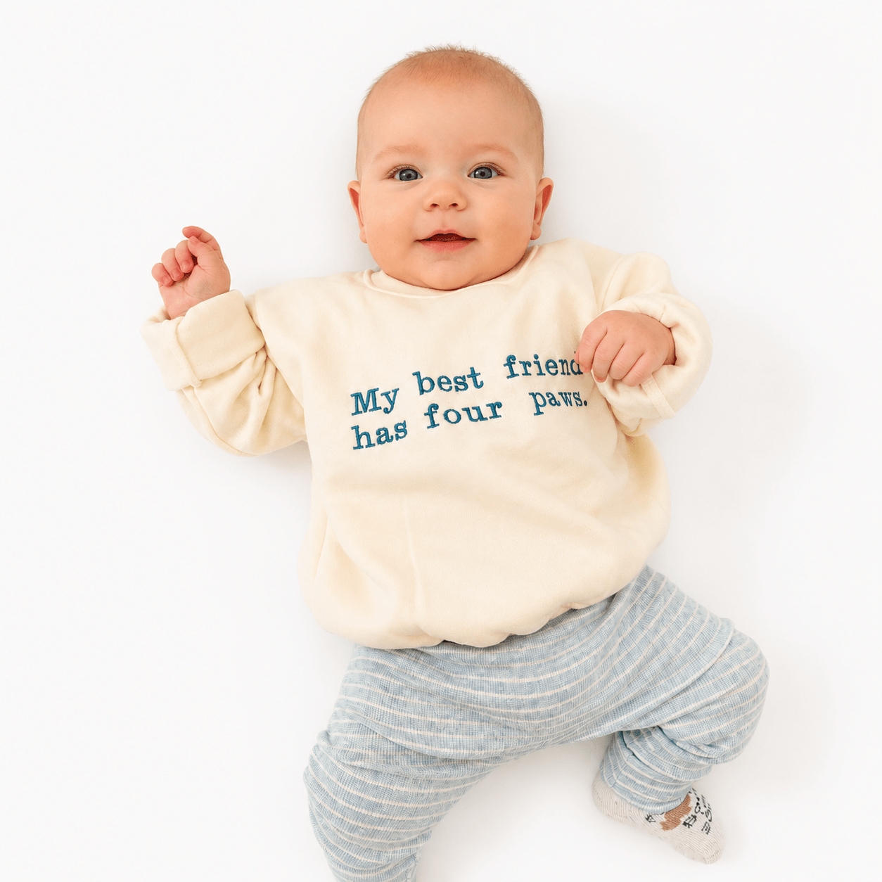 'My Best Friend Has Four Paws' Embroidered Kids' Sweater - Boog and Bear