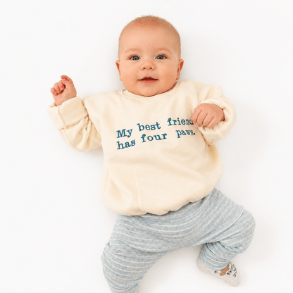 'My Best Friend Has Four Paws' Embroidered Kids' Sweater - Boog and Bear