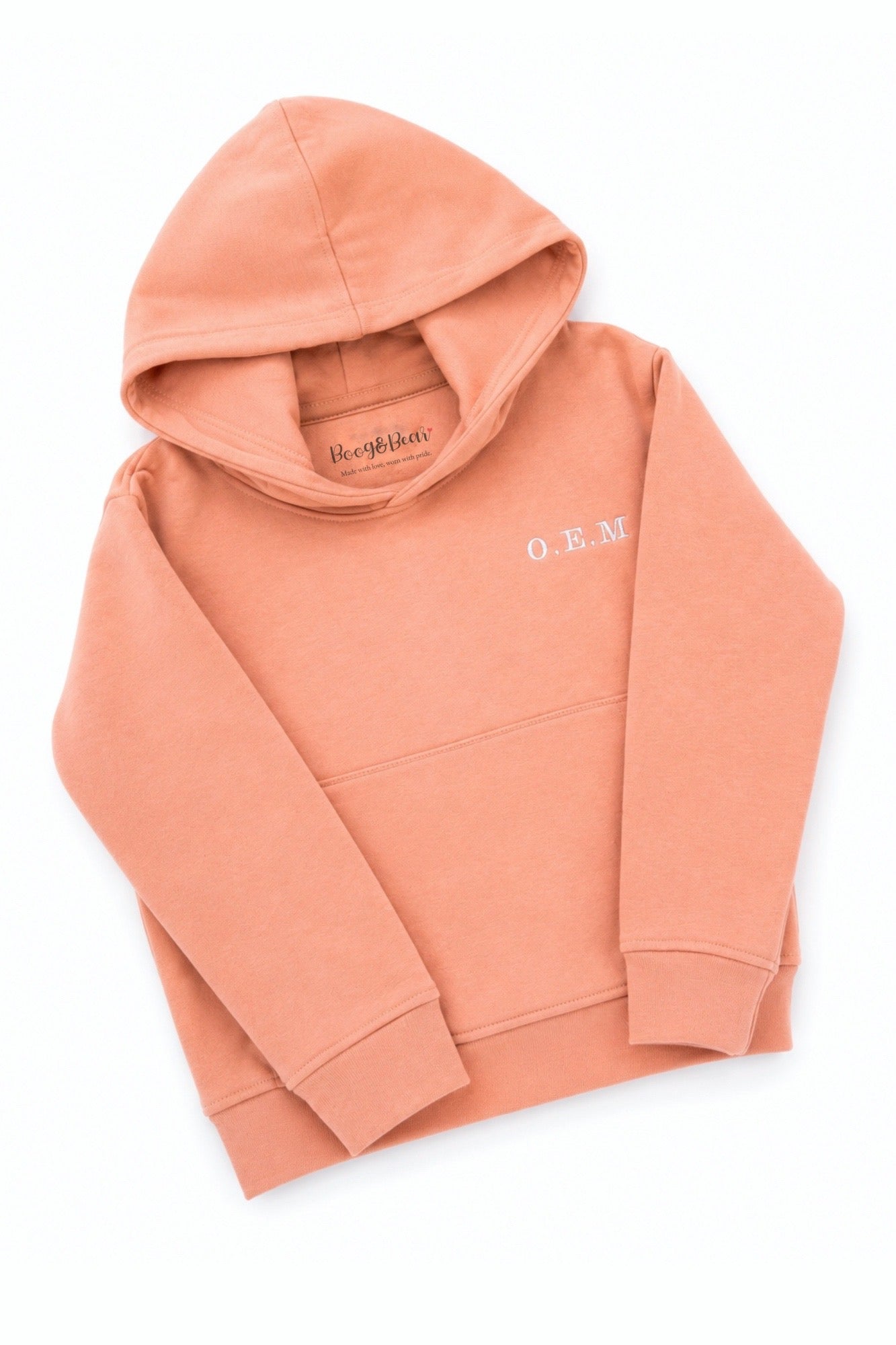 Personalised Children's Hoodie | Embroidered Front & Back | Kids Hooded Sweatshirt | Pale Pink, Navy or Khaki | Ages 1–13 - Boog and Bear